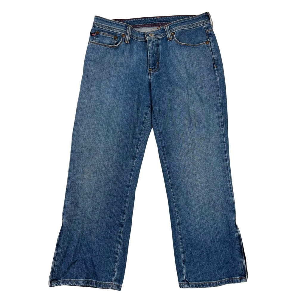 Ralph Lauren Kelly Zip‎ Capri Jeans Size 8 Stretch Medium Wash Ankle Zip Denim